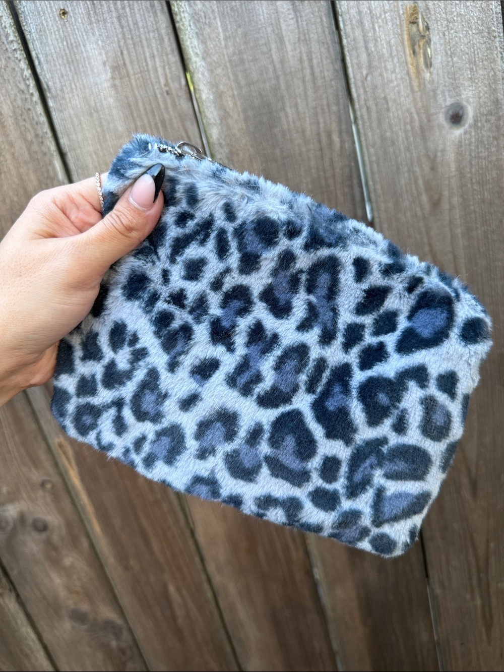 brandy melville faux fur leopard pouch